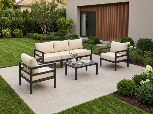 Fully Assembled Ohana Depot 6 Piece Outdoor Patio Aluminum Furniture Set with 6-inch Rainshield Cushions