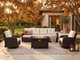 Fully Assembled Ohana Summit 7-Piece Outdoor Wicker Furniture Set, Swivel Rocking Club Chairs with 6-Inch RainShield Cushions and 42-Inch Gas Fire Pit Table