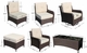Fully Assembled Ohana Summit 8-Piece Outdoor Wicker Furniture Set, Swivel Rocking Club Chairs with 6-Inch RainShield Cushions and 42-Inch Gas Fire Pit Table
