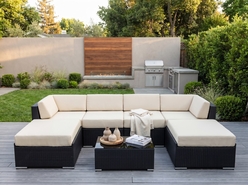 Fully Assembled Rainshield Patio Furniture 7 Piece U-Shape Sectional with 6 inch Water Protection Cushions