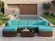 Fully Assembled Rainshield Patio Furniture 7 Piece U-Shape Sectional with 6 inch Water Protection Cushions