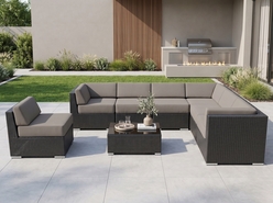 Fully Assembled Rainshield Patio Furniture 8 Piece L-Shape Sectional with 6 inch Water Protection Cushions