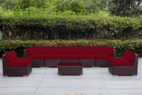 Fully Assembled Rainshield Patio Furniture 8 Piece Sectional with 6 inch Water Protection Cushions