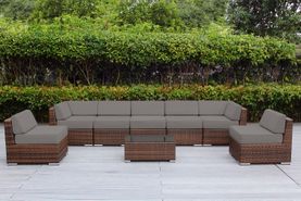 Fully Assembled Rainshield Patio Furniture 8 Piece Sectional with 6 inch Water Protection Cushions