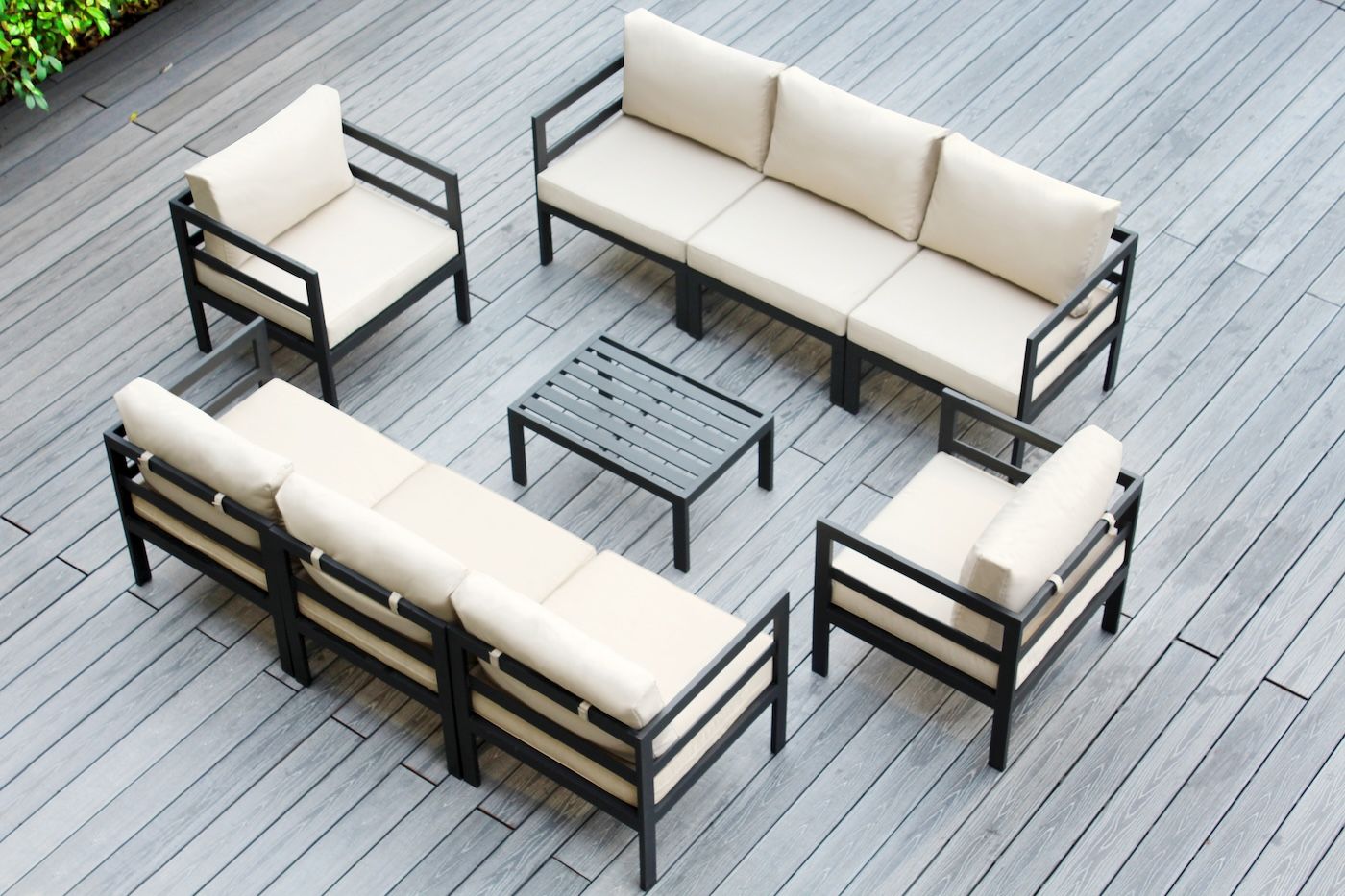 Ohana Depot 9 Piece Aluminum Outdoor Patio Sectional Set with Sunbrella Options