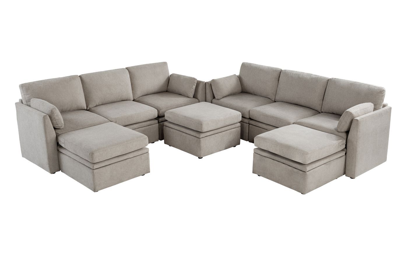 Ohana Depot 3R Modular Sectional Sofa Couch 9 Piece Double U-Shaped Living Room Sofa Set