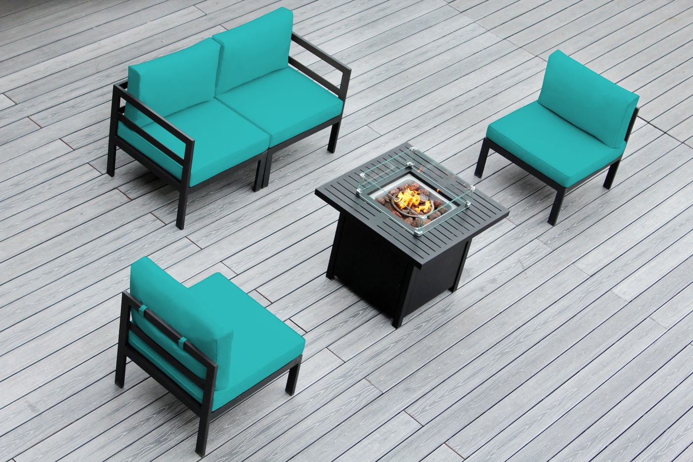Ohana Depot 5 Piece Aluminum Outdoor Patio Sectional Set with Sunbrella Options