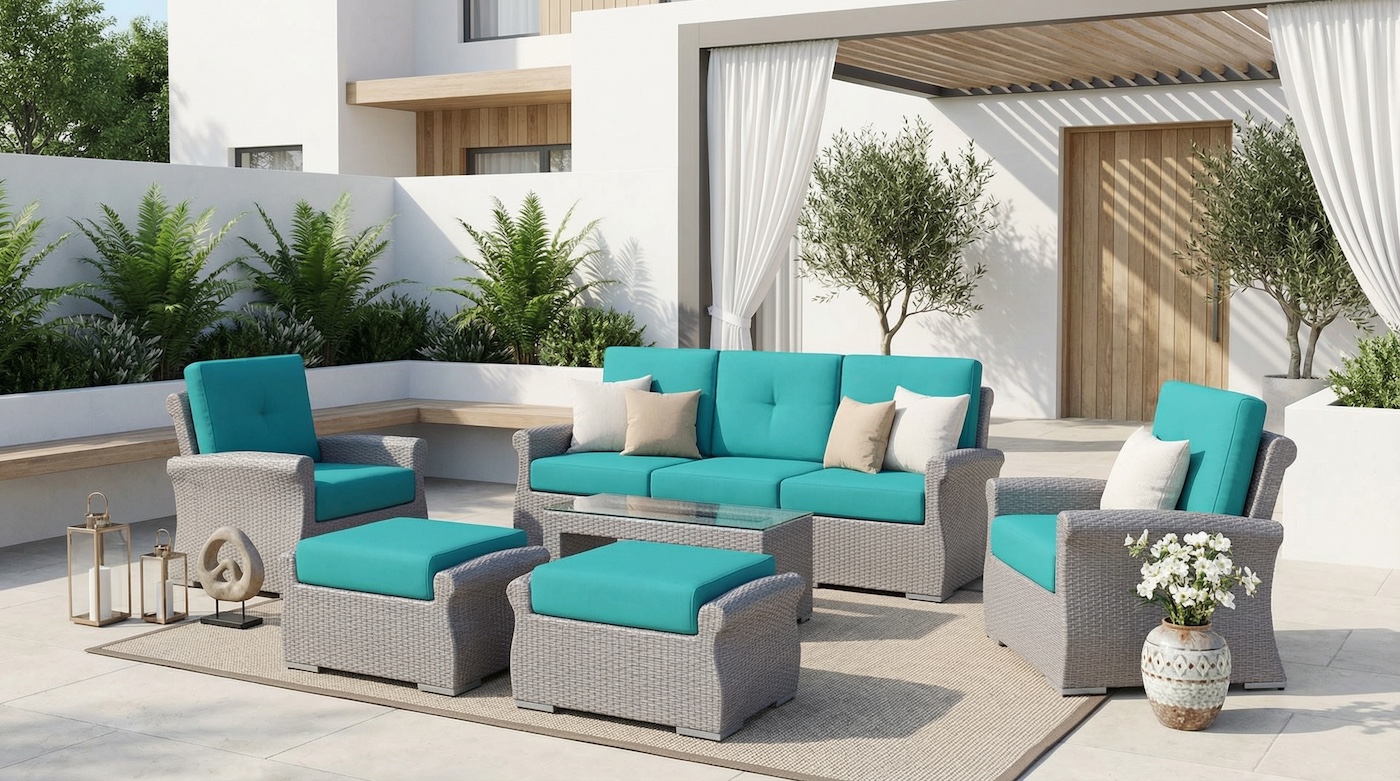 Ohana Depot 8 Piece Outdoor Patio Wicker Furniture Oversize