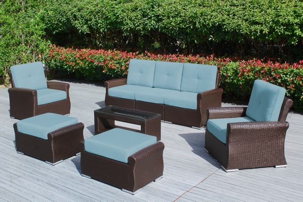 Ohana Depot 8 Piece Outdoor Patio Wicker Furniture Oversize Seating Set with High Tall Back & 6 inch Rainshield Cushions - Now at $1979