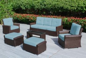 Ohana Depot 8 Piece Outdoor Patio Wicker Furniture Oversize Seating Set with High Tall Back & 6 inch Rainshield Cushions - Now at $1979