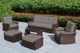 Ohana Rainshield 8 Piece Outdoor Aluminum Wicker Patio Furniture Oversize Seating Set with High Tall Back & 6 inch Waterproof  Cushions 
