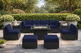 Fully Assembled Ohana Patio Wicker Furniture 11-Piece Conversation Set With Matching Fire table - Now at $1499!