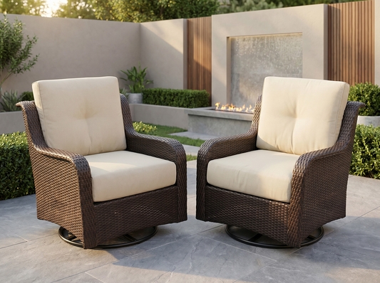 Ohana Depot Outdoor Patio Wicker Furniture - Summit Swivel Armchair - Set of Two
