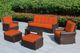 Ohana Rainshield 8 Piece Outdoor Aluminum Wicker Patio Furniture Oversize Seating Set with High Tall Back & 6 inch Waterproof  Cushions 