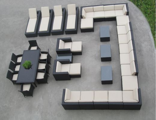 Ohana Depot 38 Piece Outdoor Patio Wicker Furniture Sofa and Dining Set