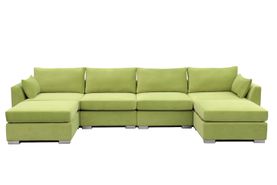 Ohana Vela 6 Piece Fully Assembled Upholstered Modular U-shaped Deep Seating Sectional with Ottomans