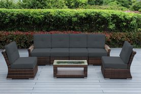 Ohana Depot Outdoor Patio 7-Piece Luxury Oversized Seating Set - Tall Back with 6 Inch Rainshield cushion