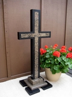 44 inch Oversize Standing Cross- Outlined Granite, Black ,Taupe 44 inch Oversize Standing Cross- Outlined Granite, Black ,Taupe