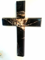 Black Granite and Crystal "Galaxy" Wall Cross  - Angled Cut