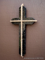 Brown Granite Wall Cross, Travertine Accents - Rounded Edges Dimensional