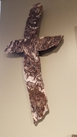 Curved Granite Cross- Reddish Brown with Black and Gray, Broken Edges