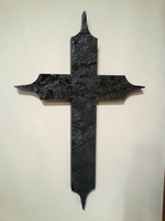  Large Granite Wall Cross  - Very Dark Green, Honed Face