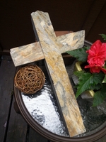 Golden Schist Wall Cross- Square Cut