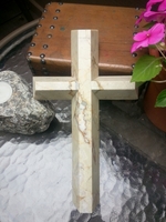 Granite Wall Cross- Angled Cut, Tan with Ivory, Gray