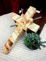 Granite Wall Cross With Flares - Gray Tan and Ivory