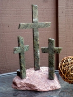Lake Superior Stone, Three Crosses  Reddish Brown and Green