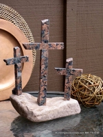 Lake Superior Stone,Three Crosses -Tabletop - Copper and Gray