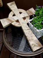 Large Granite Celtic Wall Cross- Brown and Cream