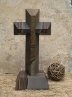 Large Standing Tabletop Cross - Brown and Gray Sandstone  