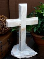 Marble Standing Cross- White, Tan, Gray Angled, Broken Base I