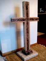 Oversize Standing Cross - Emparador Granite and Travertine