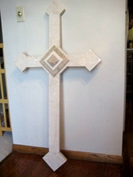 Oversize Wall Cross- Ivory Granite, Tan Accents - 48 inches