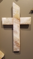 Quartz Wall Cross- White With Rusty Gold 