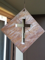 Rojo Slate Hanging  Cross Plaque - Two Sided, Indoor, Outdoor