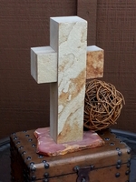 Small Mystique Sandstone Standing Cross on Mook Jasper