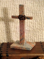 Small Standing Cross, Granite With Wire Wrap