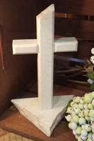 Small Standing Cross- Ivory Terrazzo Marble, Beveled Small Standing Cross- Ivory Terrazzo Marble, Beveled
