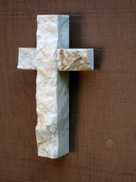 Small Wall Cross- White and GrayGranite  with Gold- Rough Face