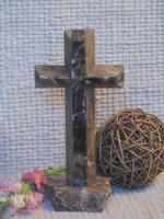 Standing Cross - 2 Layer Angled Outlined  - Emparadour Granite