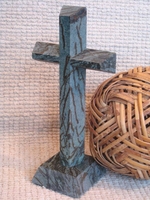 Standing Cross for Tabletop - Angled Cut, Copper Thorns 