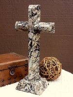 Standing Cross for Tabletop - Granite,  Gray Pebbles 