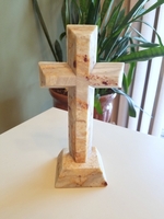 Standing Cross- Granite Angled Cut, Ivory, Gold,Gray, Garnets