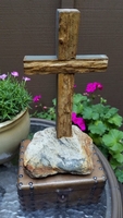Standing Cross- Reclaimed Texas Stone on River Rock