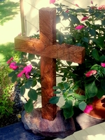 Standing Cross, Red Rainforest Granite on Lake Superior Stone
