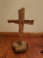 Standing Cross Rough Faced Granite- North Shore Stone Base