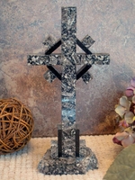 Standing Granite Celtic Cross, Tabletop - Gray and  Black 1